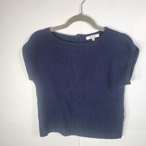 Madewell Women Navy Cotton Waffle Knit Button-Back Top Size XS